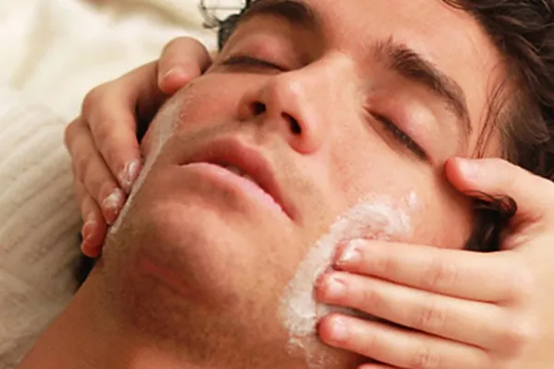 Close up of man getting a facial